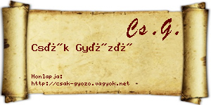 Csák Győző névjegykártya